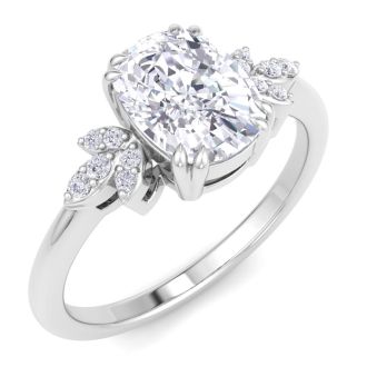 2 Carat Cushion Cut Lab Grown Diamond Engagement Ring In 14K White Gold