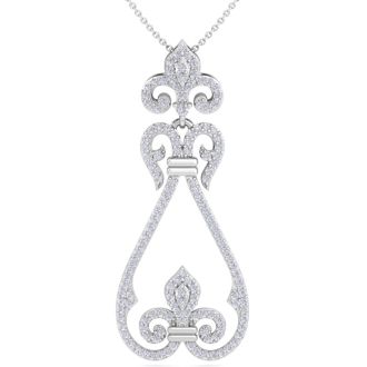 3/4 Carat Diamond Chandelier Necklace In 14 Karat White Gold, 18 Inches