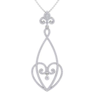 1 Carat Diamond Chandelier Necklace In 14 Karat White Gold, 18 Inches