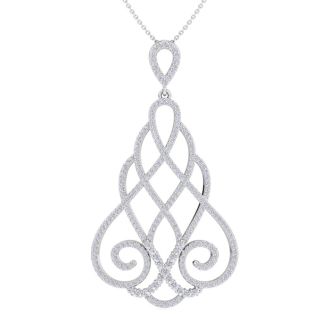 1 1/2 Carat Diamond Chandelier Necklace In 14 Karat White Gold, 18 Inches