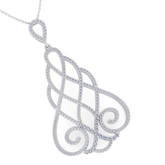 1 1/2 Carat Diamond Chandelier Necklace In 14 Karat White Gold, 18 Inches