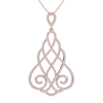1 1/2 Carat Diamond Chandelier Necklace In 14 Karat Rose Gold, 18 Inches