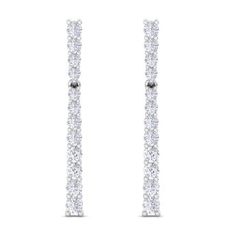1 Carat Lab Grown Diamond Bar Earrings In 14 Karat White Gold, 1 Inch