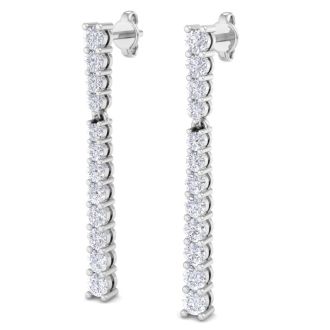 1 Carat Lab Grown Diamond Bar Earrings In 14 Karat White Gold, 1 Inch