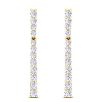1 Carat Lab Grown Diamond Bar Earrings In 14 Karat Yellow Gold, 1 Inch