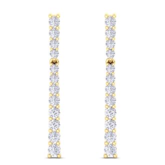 1 Carat Lab Grown Diamond Bar Earrings In 14 Karat Yellow Gold, 1 Inch