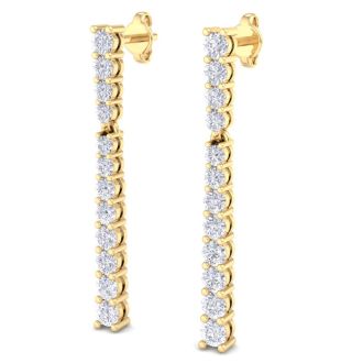 1 Carat Lab Grown Diamond Bar Earrings In 14 Karat Yellow Gold, 1 Inch