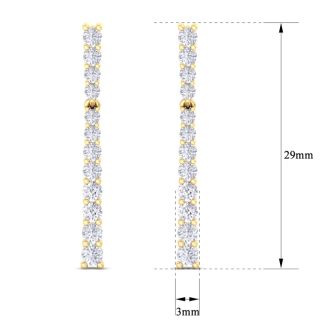 1 Carat Lab Grown Diamond Bar Earrings In 14 Karat Yellow Gold, 1 Inch