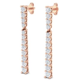 1 Carat Lab Grown Diamond Bar Earrings In 14 Karat Rose Gold, 1 Inch