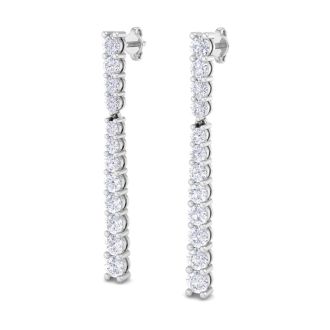 2 Carat Lab Grown Diamond Bar Earrings In 14 Karat White Gold, 1 1/2 Inches