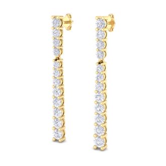 2 Carat Lab Grown Diamond Bar Earrings In 14 Karat Yellow Gold, 1 1/2 Inches