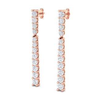 2 Carat Lab Grown Diamond Bar Earrings In 14 Karat Rose Gold, 1 1/2 Inches