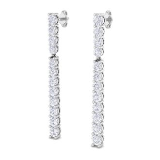 4 Carat Lab Grown Diamond Bar Earrings In 14 Karat White Gold, 1 3/4 Inches