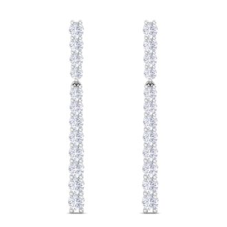 4 Carat Lab Grown Diamond Bar Earrings In 14 Karat White Gold, 1 3/4 Inches