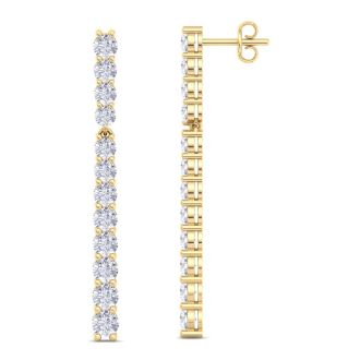 4 Carat Lab Grown Diamond Bar Earrings In 14 Karat Yellow Gold, 1 3/4 Inches