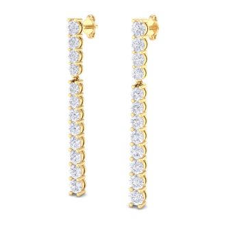 4 Carat Lab Grown Diamond Bar Earrings In 14 Karat Yellow Gold, 1 3/4 Inches