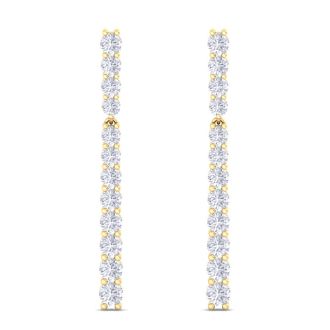 4 Carat Lab Grown Diamond Bar Earrings In 14 Karat Yellow Gold, 1 3/4 Inches