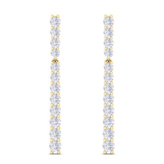 4 Carat Lab Grown Diamond Bar Earrings In 14 Karat Yellow Gold, 1 3/4 Inches