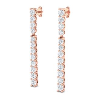 4 Carat Lab Grown Diamond Bar Earrings In 14 Karat Rose Gold, 1 3/4 Inches