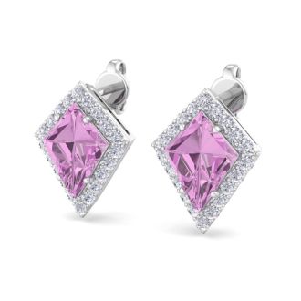 Pink Topaz Earrings: 2 1/5 Carat Pink Topaz and Diamond Earrings