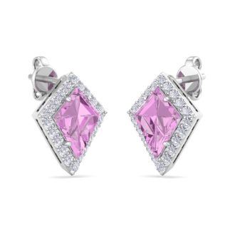 Pink Topaz Earrings: 2 1/5 Carat Pink Topaz and Diamond Earrings