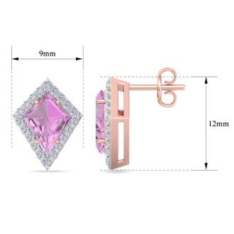 Pink Topaz Earrings: 2 1/5 Carat Pink Topaz and Diamond Earrings
