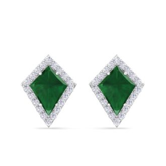 Emerald Earrings: 2 1/5 Carat Emerald and Diamond Earrings