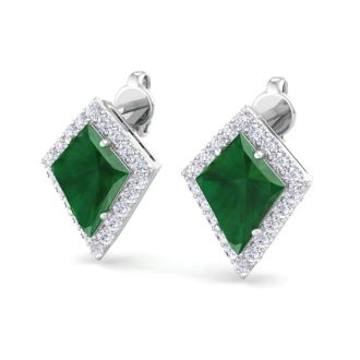 Emerald Earrings: 2 1/5 Carat Emerald and Diamond Earrings