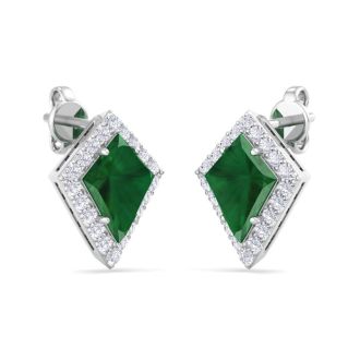 Emerald Earrings: 2 1/5 Carat Emerald and Diamond Earrings