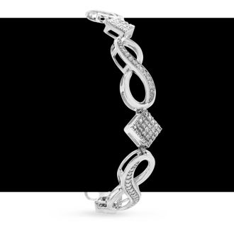 1/10 Carat Diamond Bracelet In Platinum Overlay, 7 Inches