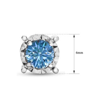 1 Carat Blue Diamond Miracle Stud Earrings In 14 Karat White Gold. Brand New And Super-Hot!