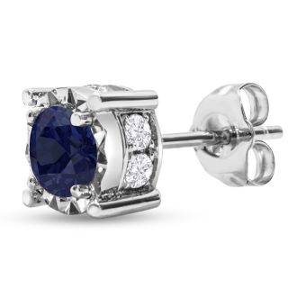 1 Carat Sapphire Miracle Stud Earrings In 14 Karat White Gold. Brand New And Super-Hot!