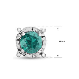 1 Carat Emerald Miracle Stud Earrings In 14 Karat White Gold. Brand New And Super-Hot!