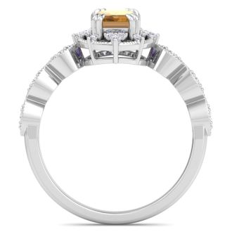 Citrine Ring: 1 Carat Citrine and Diamond Ring