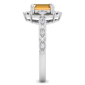 Citrine Ring: 1 Carat Citrine and Diamond Ring