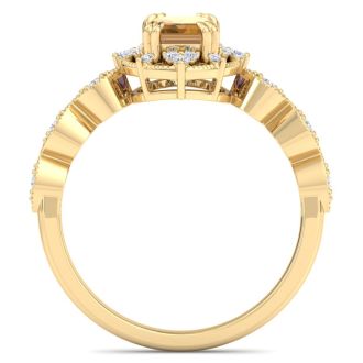 Citrine Ring: 1 Carat Citrine and Diamond Ring