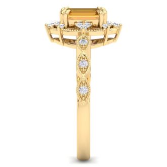 Citrine Ring: 1 Carat Citrine and Diamond Ring