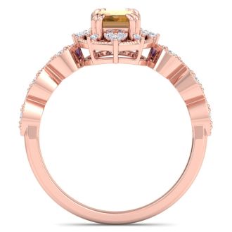 Citrine Ring: 1 Carat Citrine and Diamond Ring