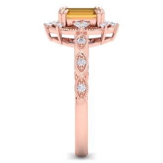 Citrine Ring: 1 Carat Citrine and Diamond Ring