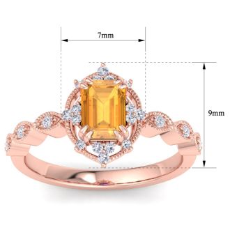 Citrine Ring: 1 Carat Citrine and Diamond Ring