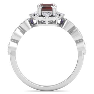Garnet Ring: 2 Carat Garnet and Diamond Ring