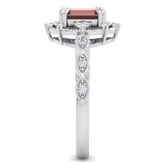Garnet Ring: 2 Carat Garnet and Diamond Ring
