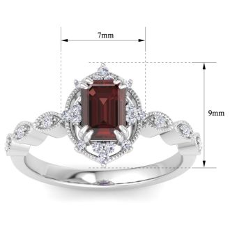 Garnet Ring: 2 Carat Garnet and Diamond Ring