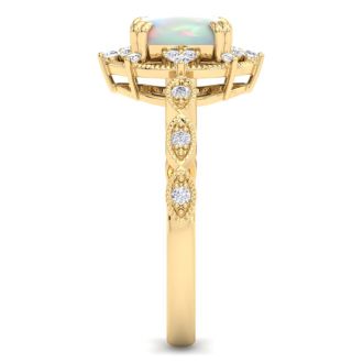 Opal Ring: 1 Carat Opal and Diamond Ring