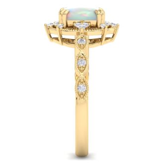 Opal Ring: 1 Carat Opal and Diamond Ring