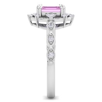 Pink Topaz Ring: 2 Carat Pink Topaz and Diamond Ring