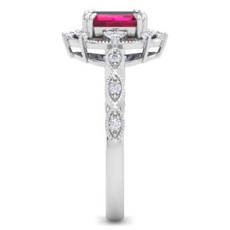 Ruby Ring: 2 Carat Ruby and Diamond Ring