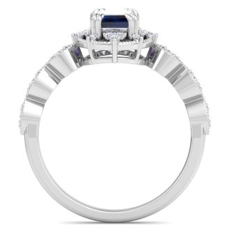 Sapphire Ring: 2 Carat Sapphire and Diamond Ring