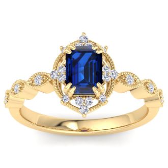 Sapphire Ring: 2 Carat Sapphire and Diamond Ring