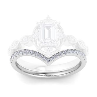 1/3 Carat Moissanite Band 14K White Gold